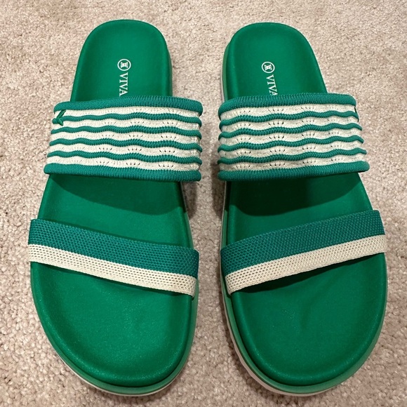Vivaia Naina Double Straps Slide Sandals Green size 41/9.5 - Picture 5 of 6